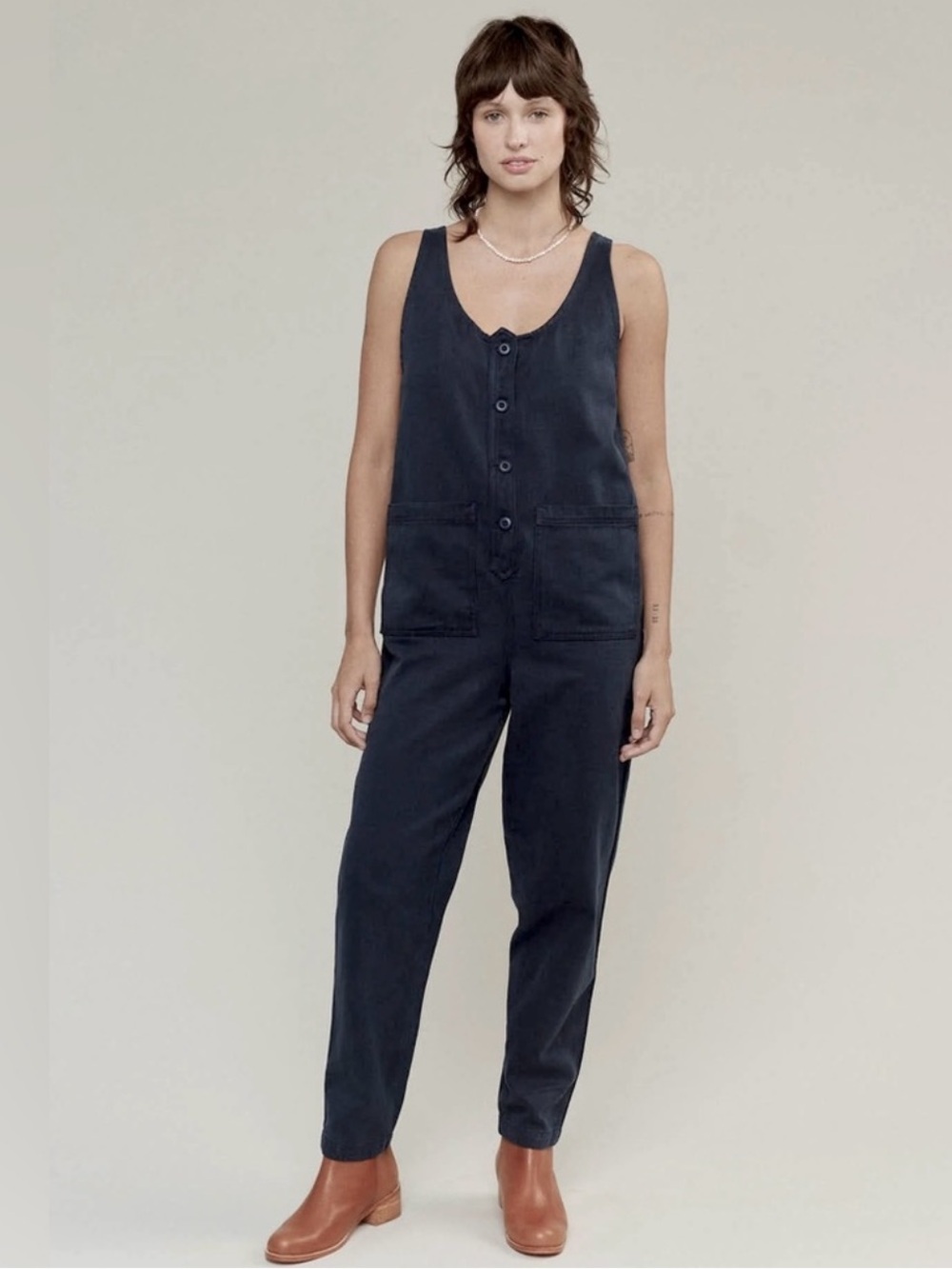 Jungmaven Button Front Jumper in Washed Black - Size Small